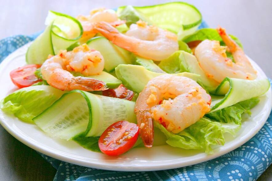 Salad with shrimps to increase potency
